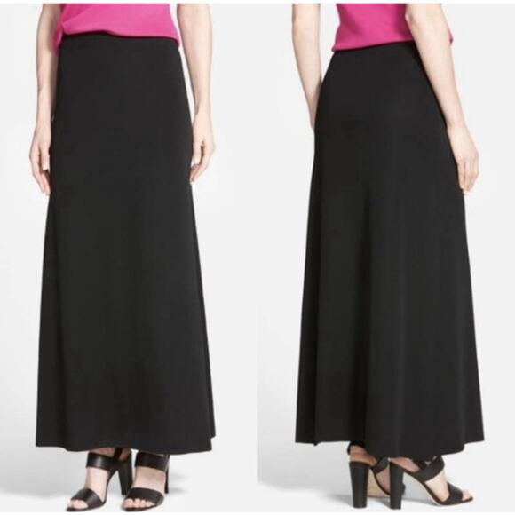 Ming Wang Dresses & Skirts - Ming Wang Black Maxi Skirt 1X Black Pull On Elastic Waist, Stretch, Slit Womens